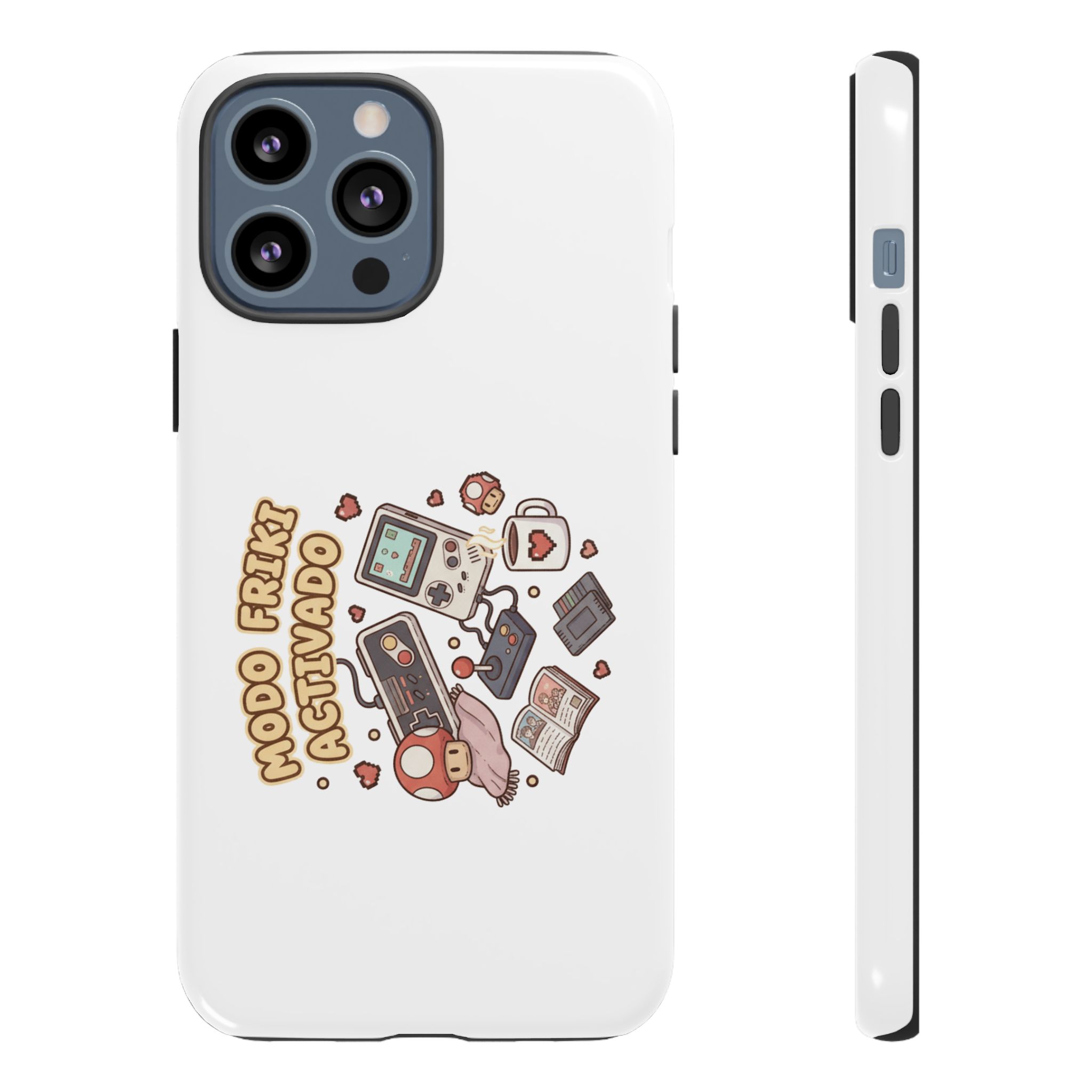 Funda de móvil duradera con diseño retro gamer. Protege tu dispositivo con estilo. Resistente a impactos y compatible con carga inalámbrica