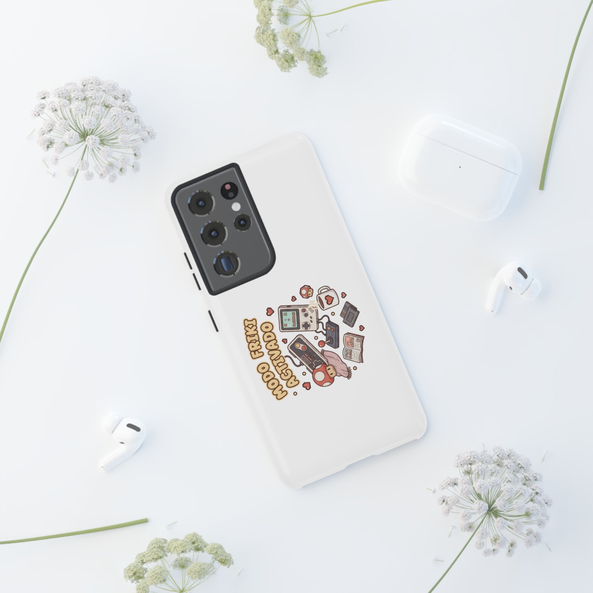 Funda de móvil duradera con diseño retro gamer. Protege tu dispositivo con estilo. Resistente a impactos y compatible con carga inalámbrica