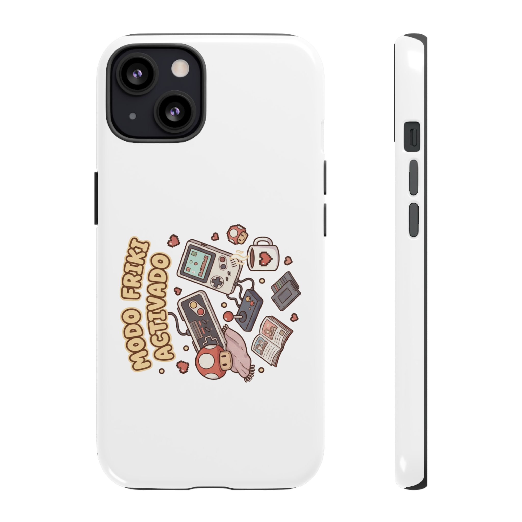 Funda de móvil duradera con diseño retro gamer. Protege tu dispositivo con estilo. Resistente a impactos y compatible con carga inalámbrica