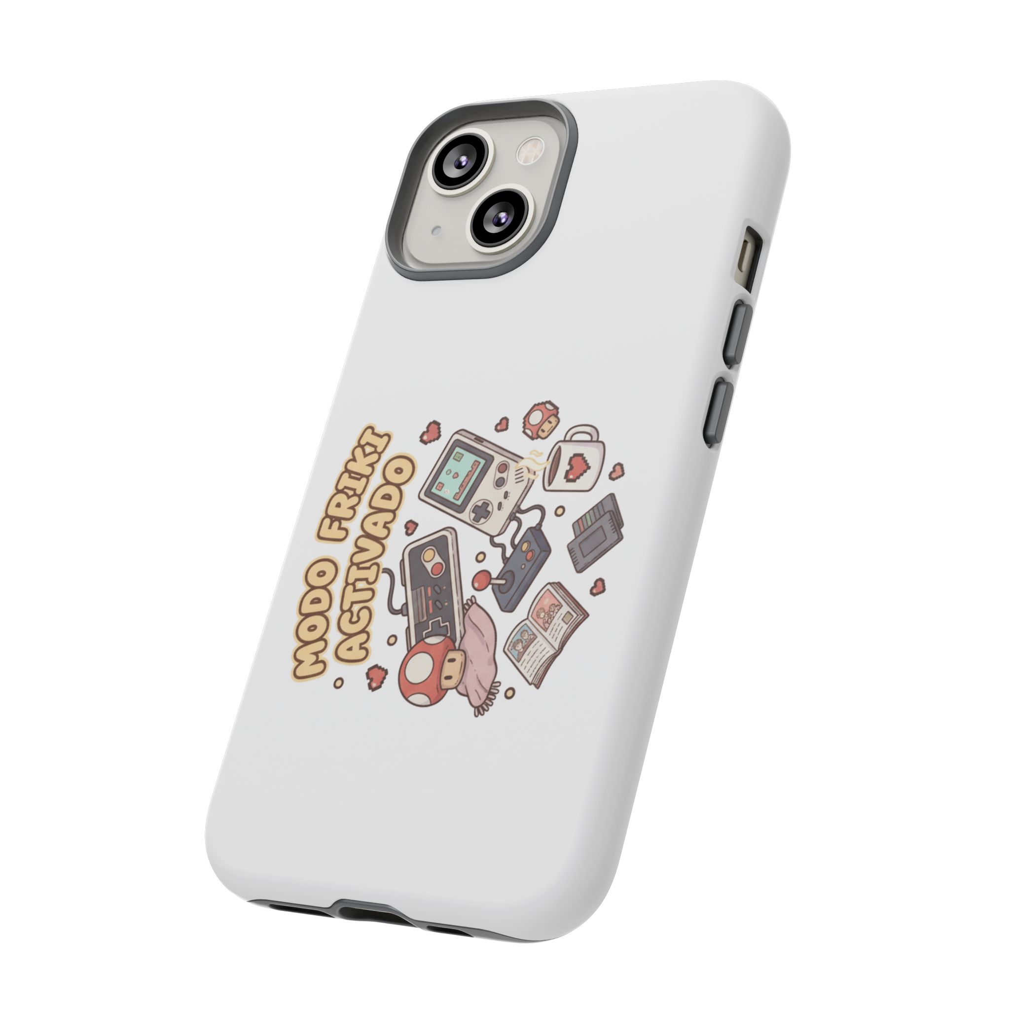 Funda de móvil duradera con diseño retro gamer. Protege tu dispositivo con estilo. Resistente a impactos y compatible con carga inalámbrica