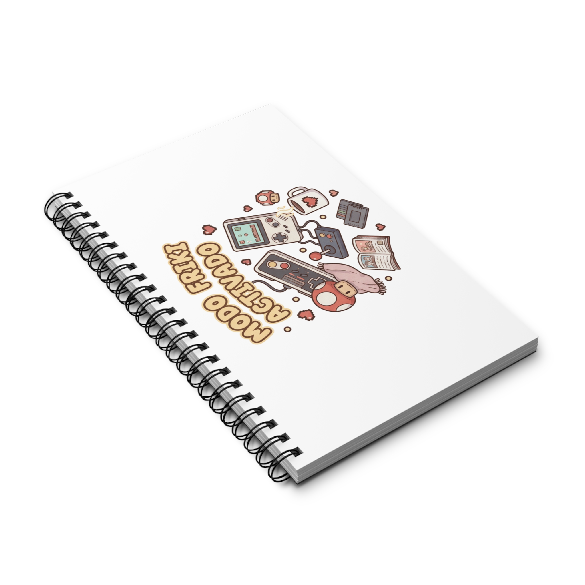 Cuaderno espiral de alta calidad con 160 páginas, cubierta laminada y diseño retro. Ideal para estudiantes, gamers y personas creativas.
